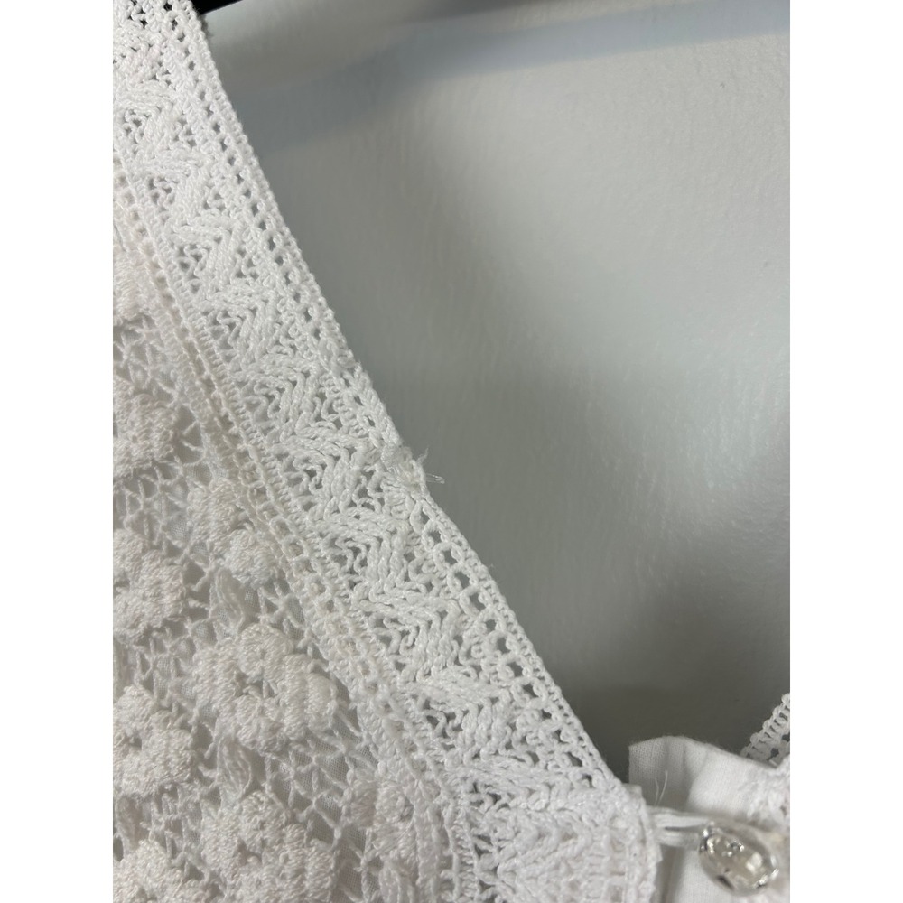 Nation AK Boho Crochet Lace Maxi Dress Medium Beach Wedding White Smocked Resort - Picture 4 of 9